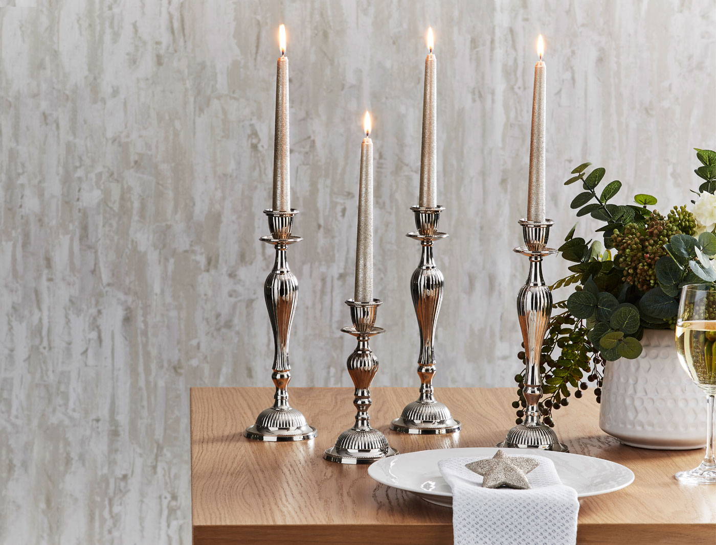 CG Dinner Candles Textured Metallic S4 Bed Bath N' Table