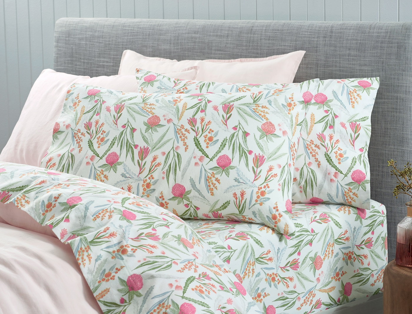 WARATAH Flannelette Sheets Bed Bath N' Table